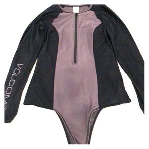Women Volcom one piece, rash guard bathing suit.